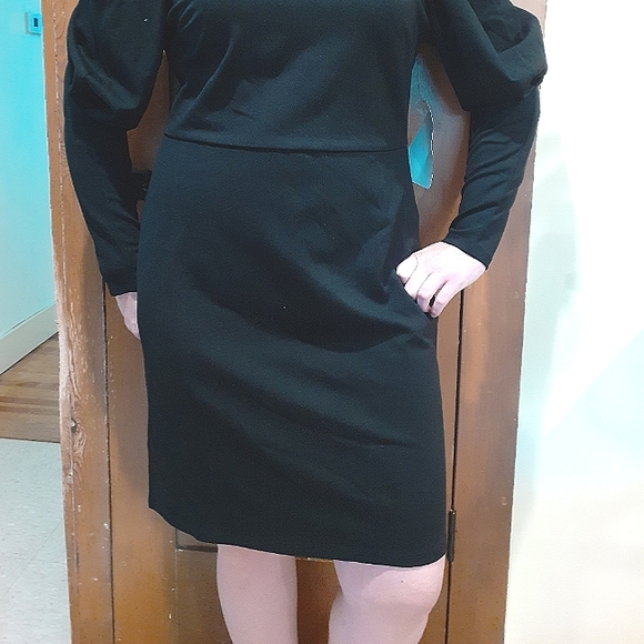 Rare Women's Eloquii Black Cold Shoulder Long Sleeve Formal Dress,14 - Picture 5 of 8